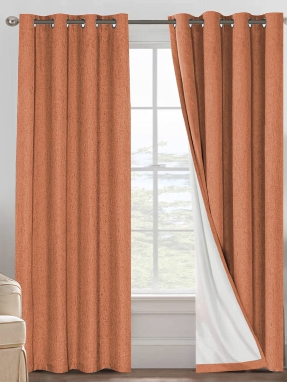 Thermal Blackout Grommet Top Curtains - Orange